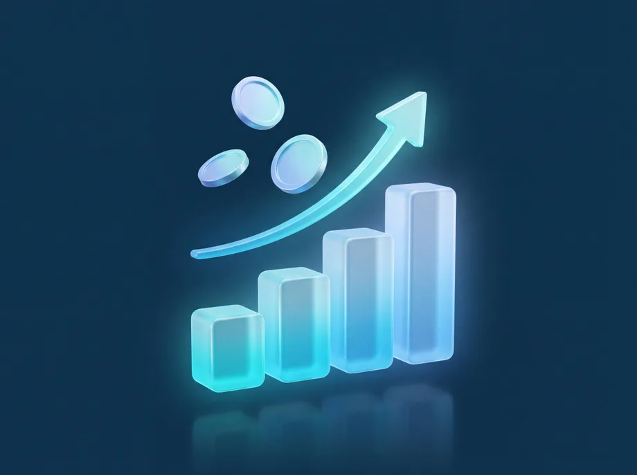 Savings illustration with rising chart